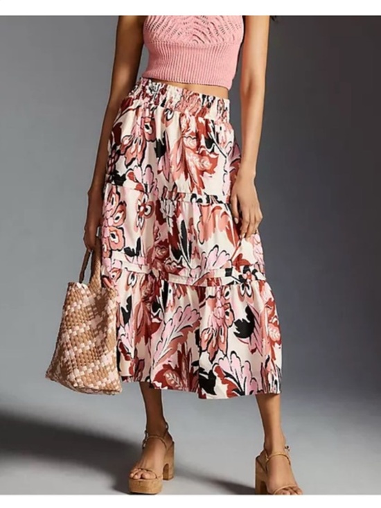 Anthropologie Dresses & Skirts - Anthropologie Somerset Tiered Midi Skirt With Floral Design Size Large NWT